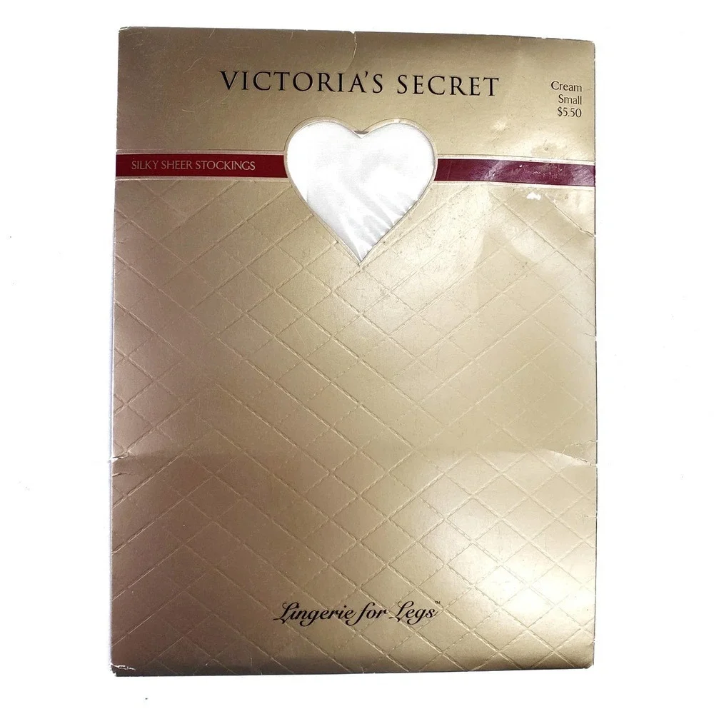 NEW Vintage 90s Victoria's Secret Silky‎ Sheer Stockings S Small Cream NIP NWT